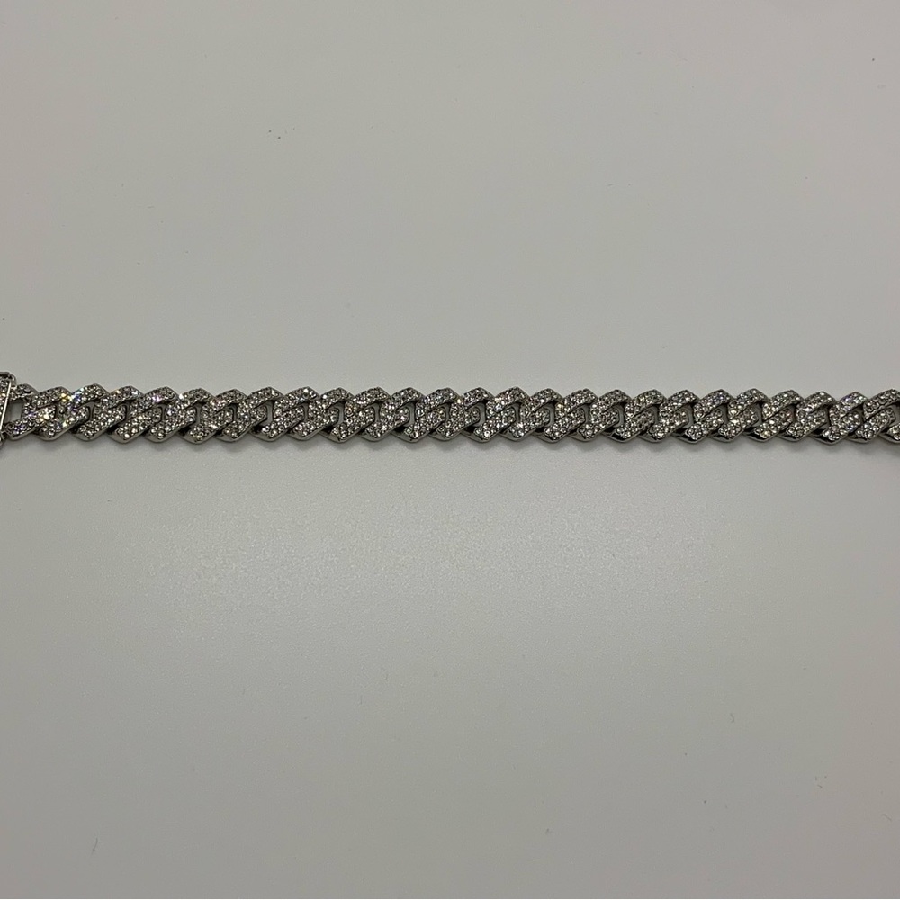 14k White Gold Cuban Prong Link Bracelet 13mm 8” Premium Bracelet Box Clasp